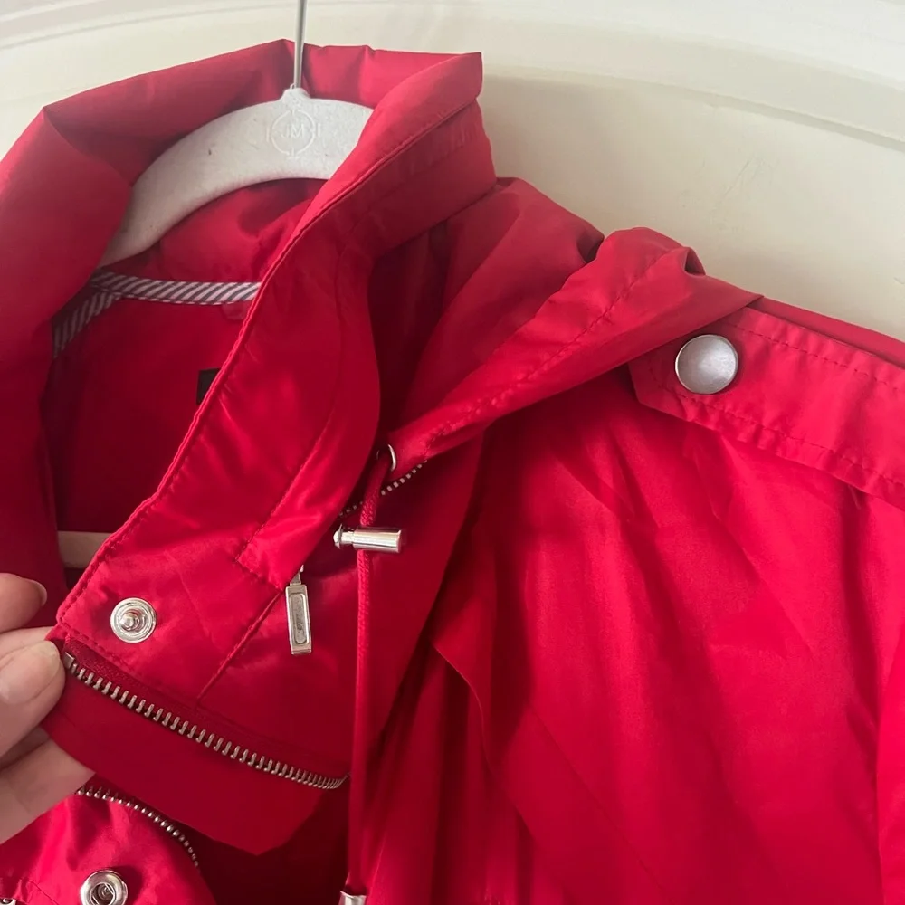 Style & Co Red Packable Hooded Anorak Utility Jacket Lightweight Windbreaker XL